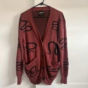 Snake print hemp & cotton cardigan